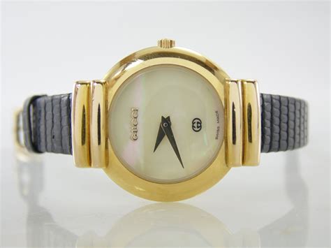 leather gucci band for 5300l|GUCCI 5300L,MOTHER OF PEARL,GOLD PLATED LADIES .